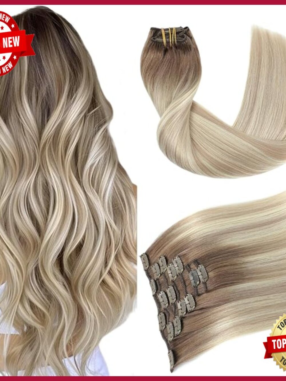 14 Inch Real Human Hair Clip Extensions, 7 Pieces 120g, Heat-Friendly